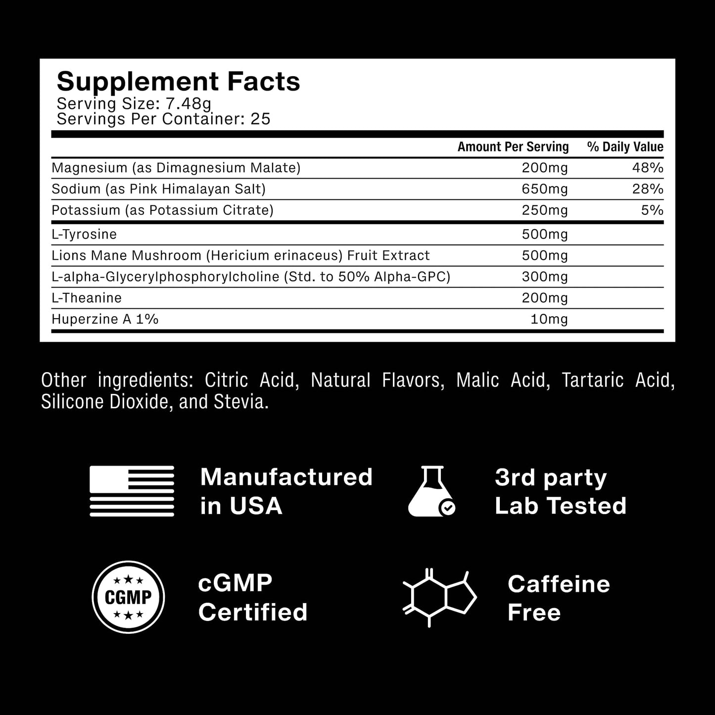 PRSNT™ Nootropic Focus Powder | Mango 25 Servings | Caffeine-Free, Sugar-Free | Supports Focus, Energy, Mental Clarity